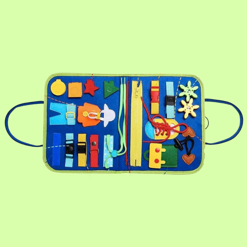 Montessori Sensory Play Board horizontally opened up.