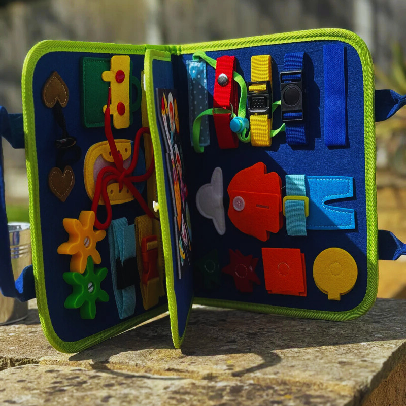 Montessori Sensory Play Board on stone.