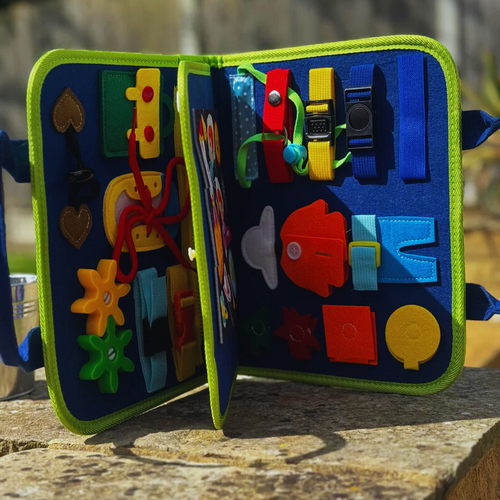 Montessori Sensory Play Board on stone.