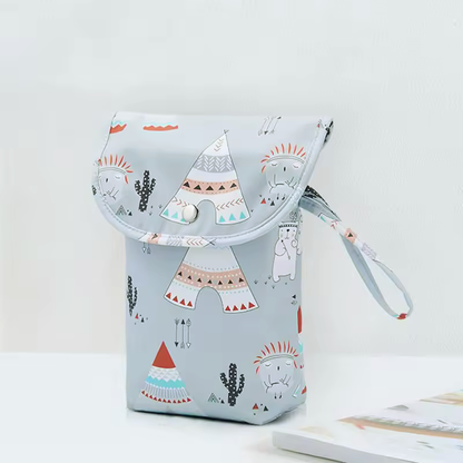 Waterproof Baby Nappy Portable Diaper Bag standing up.